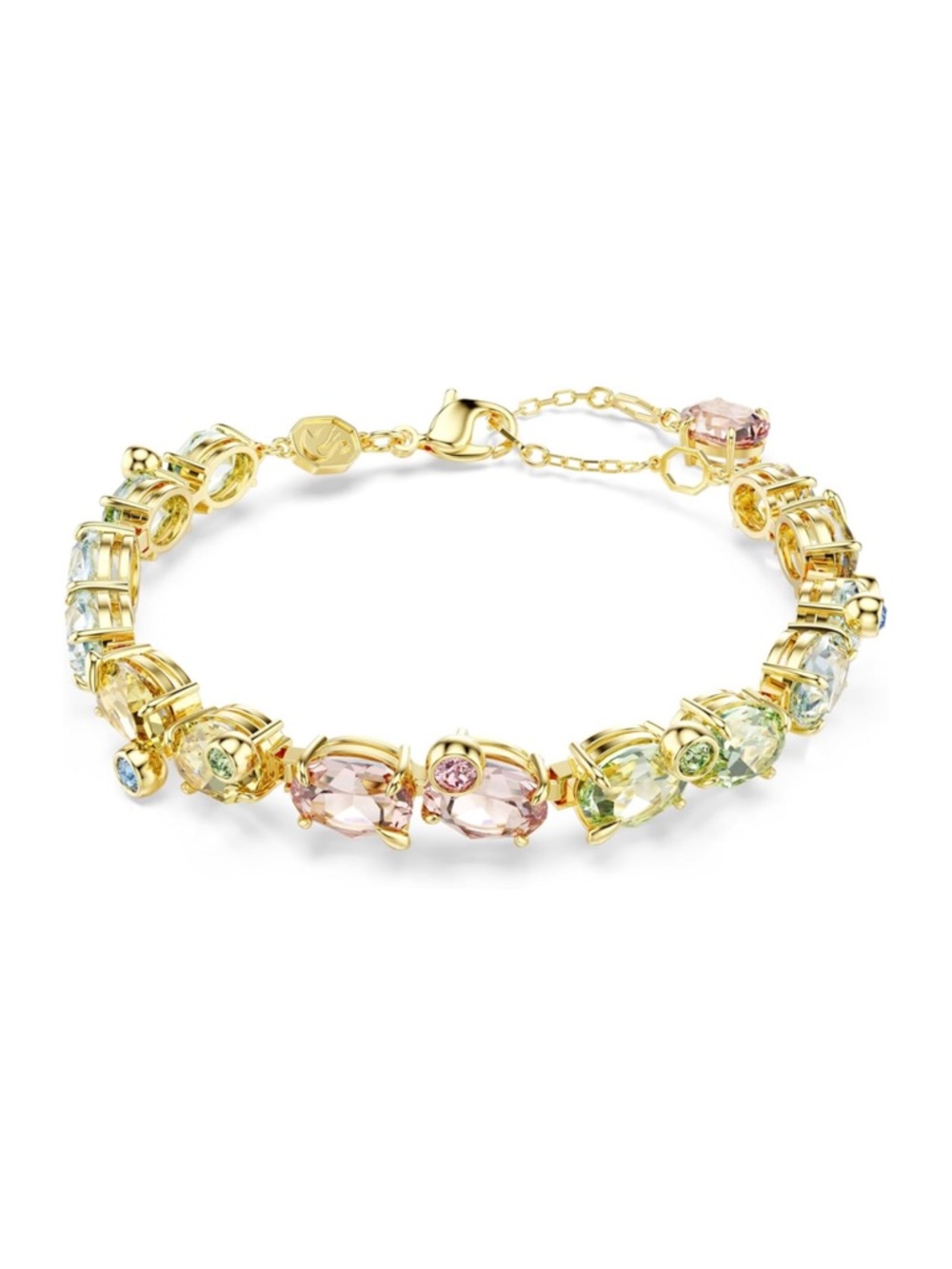 New Swarovski Gold Gema Multicolor Crystal Bracelet - Pink & Green Accent